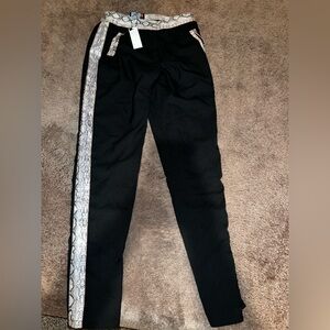 Black pants  with Snake Print Trim new with tags small